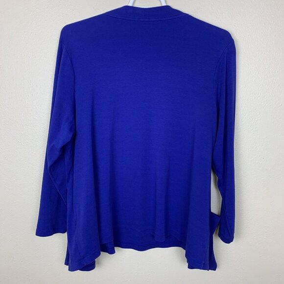 Isaac Mizrahi Live Womens 2X Open Front Cardigan Built In Cami Tank Cotton Blue - Picture 3 of 11